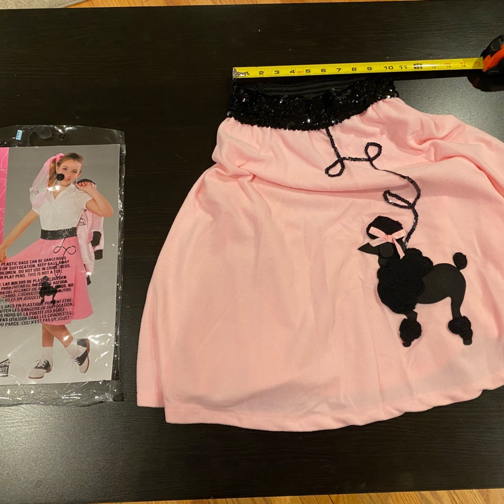 Fabulous '50s Costume Party Poodle Skirt Child Standard Size Pink Black Sequined